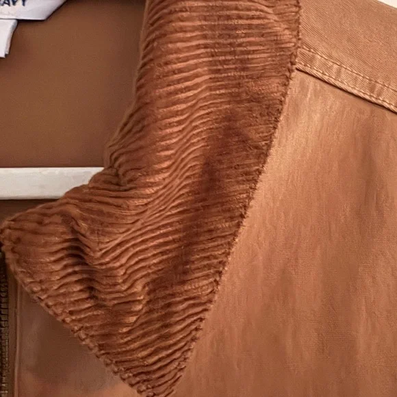 Women's Brown Barn Jacket with Corduroy Collar - Picture 3 of 3